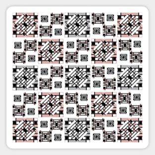 Mosaic Pattern. pink. white. grey. Magnet